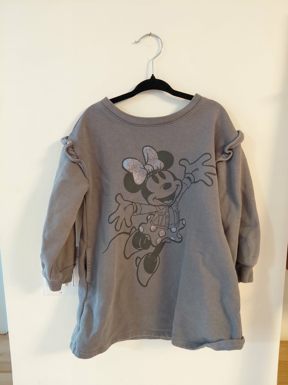 GAP RARE Halloween Minnie Mouse Gray Kids Sweatshirt Dress Tunic Size 3